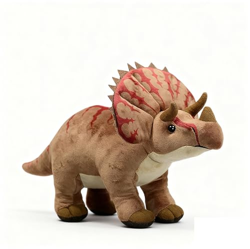 RLOMUTE Dinosaurier Kuscheliges Spielzeug Plüschtier Realistisches Dino Plüsch Stofftier Weiches für Gastgeschenke Schlafzimmer Heimdekoration Sammlergeschenk für Kinder Jungen Mädchen - Triceratops
