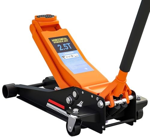HOMCOM 2.5 Ton Hydraulic Low Profile Floor Jack, Heavy Duty Car Trolley Jack Lift with 7.5-47cm Lifting Range, Dual Piston Pump, Wheels, Non-slip Handle for Car Van Garage Tyre Repair Change, Orange