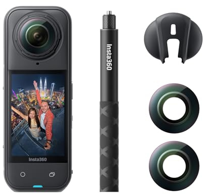 Insta360 X5 Replacement Lens Bundle - Waterproof 8K 360° Camera, Leading Low Light, Invisible Selfie Stick Effect, Rugged and Replaceable Lens, 3-Hour Battery, Built-in Wind Guard