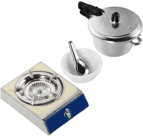 Toddmomy 1 Ensemble Cuisinière à Gaz Miniature Cocotte pour Cuisine de Accessoires Réalistes pour Jeu et Décoration de Maison