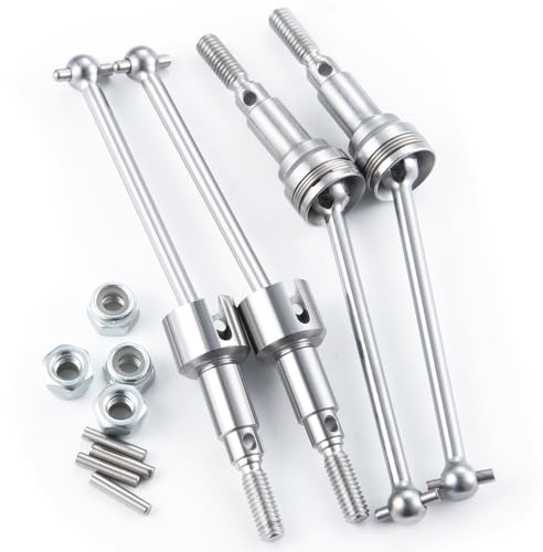 ZHRCFUN 4 Stück Vorne und Hinten CVD Antriebswellen aus Stahl für HBX 1/12 | CVD-Antriebswelle aus Stahl, vorne/hinten, HBX 16889A, 1/12 Truck