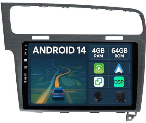 KECONSING [4G+64G] IPS 10.1 Android 14 Autoradio Für VW Golf 7 Golf VII 2012-2020 mit navi Octa Core-[Eingebauter CarPlay/Android Auto/DSP/Mirror Link/GPS Navi/360 Camera/Bluetooth 5.0/WiFi/USB