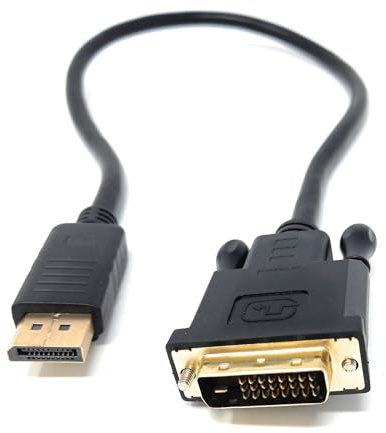 DRUT 0.5m DisplayPort Male to DVI Male Cable – DP to DVI Monitor Adapter Lead for PC, Laptop, Graphics Card to Display, Projector, HDTV