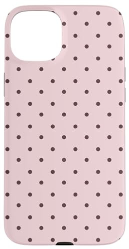 Minimalist Cute Soft Light Pink And Brown Polka Dot Pattern Case for iPhone 15 Plus