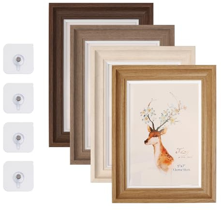 FALSKT 4 Stück Bilderrahmen für Fotos im Format 13x18cm, Plexiglas Fotorahmen Photo Frame mit 4 Haken Rahmen für Tisch und Wandmontage Posterrahmen für Fotos, Bilder, Poster (Mehrfarbig)