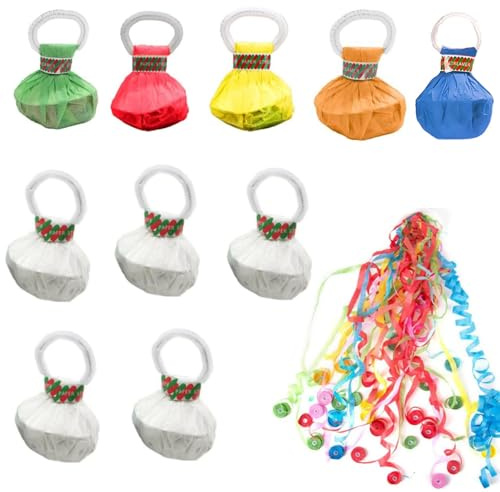 ZHAOYCSH 10 Piezas Lanza Serpentinas, Serpentinas de Mano para Fiestas, 5 Colores + 5 Blanco, Tira de Serpentinas y Confeti para Bodas, Cumpleaños, Año Nuevo, Navidad, Graduaciones y Celebraciones