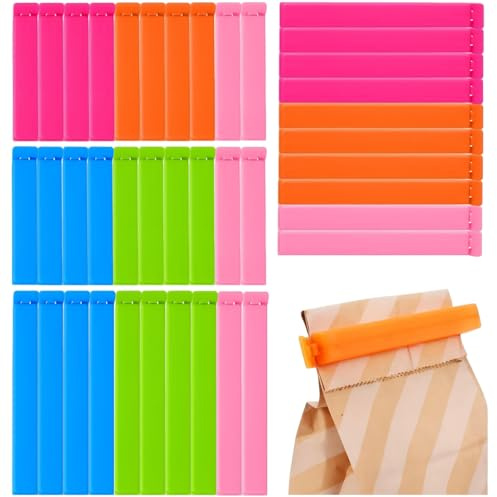 JHEELITE Tütenclips, Clips für Tüten Bunt, Verschlussclips 40 Stück | Kunststoff Mehrfarbig, Größen 7cm 11cm, Wiederverwendbar für Küche, Snacks, Süßigkeiten und Lebensmittel Beutel