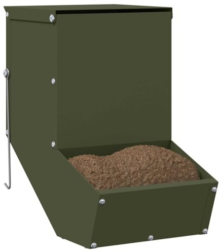vidaXL Kaninchenfütterer Olivgrün 17,5 x 26 x 28,5 cm 1,5 kg