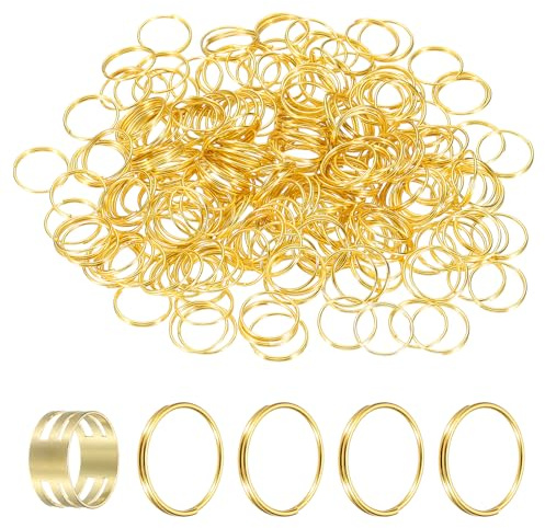 sourcing map 250pcs Mini Split Rings, 11mm 304 Stainless Steel Jump Ring Small Round Ring Clips Crystals Suncatcher for Fastening Chandelier Crystal Lamp Accessories, Gold