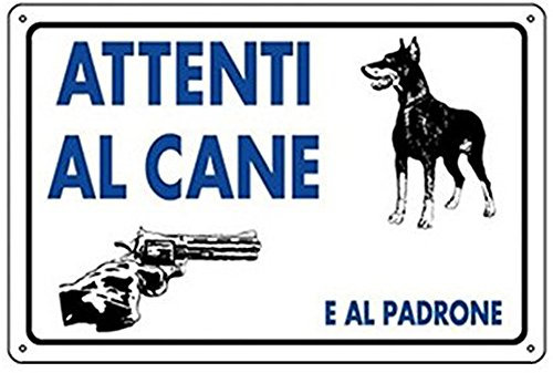 CARTELLO ATTENTI AL CANE E AL PADRONE 20X30 ATTENZIONE TARGA SEGNALE SEGNALETICA 171098