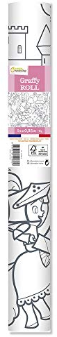 Avenue Mandarine GY080C Graffy Roll zum Ausmalen, Plakatpapier 90g, Rollen 5m x 0,35 m, für Filz- und Schreibstifte geeignet, 1 Stück, Prinzessinnen und Ritter
