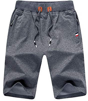Tansozer Kurze Hose Herren Shorts Sommer Jogginghose Kurz Baumwolle Gym Sweat Shorts Herren Sport (Grau,L)