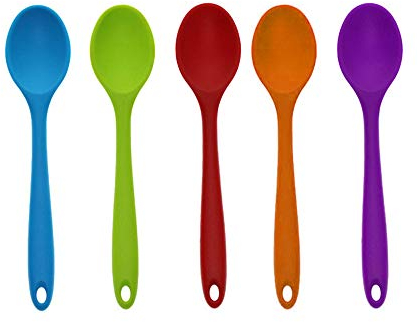 5 cucchiai da minestra, cucchiai da cucina, mini cucchiai in silicone color caramella, piccoli cucchiai profondi 20 cm (colore casuale)
