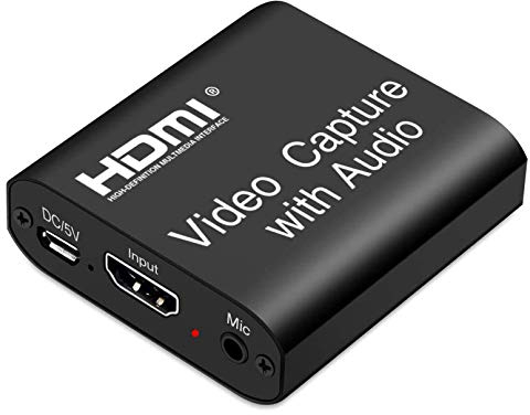 GRACETOP HDMI Capture Card USB, 1080P 60fps HDMI auf USB 2.0 Capture Card für Live-Streaming, Broadcasting, Videoaufzeichnung, kompatibel mit PS3/4, Xbox One & Xbox 360 (HDMI zu USB Mic)