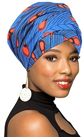 BOBIBI Turban-Kopfwickelschal, afrikanischer langer Schal, Turban-Schal, Haar, böhmische Kopfbedeckung, A1-Farbe 43, Einheitsgröße