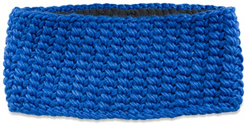 styleBREAKER Damen breites Grob gehäkeltes Stirnband einfarbig, Thermo Fleece Futter, Tube Schal, Winter Headband 04026050, Farbe:Blau
