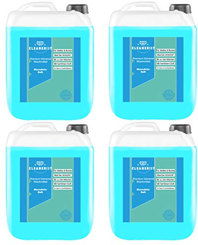 Cleanerist Flüssigwaschmittel Premium Waschmittel LIMITED EDITION SOMMERBRISE | 4x5 Liter Vollwaschmittel Grosspackung | bis zu 440 Waschladungen color weiß schwarz+Ausgießer