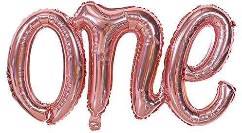 ANCLLO Palloncino in oro rosa per il primo compleanno, decorazioni per palloncini in oro rosa, lettere per 1 anno anniversario primo compleanno palloncini