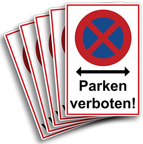 5 Stück XXL Absolutes halteverbot Schild 30 x 40 cm parken verboten aus stabiler PVC Hartschaumplatte 5 mm Parkplatzschild mit UV-Schutz von STROBO