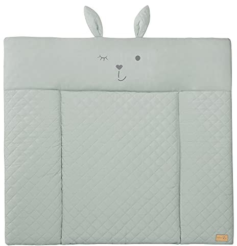 roba Wickelauflage soft roba Style - 85 x 75 cm - Wickeltischauflage abwaschbar - Baby Wickelunterlage mit Hasen Motiv - Lil Cutie Lily - Frosty Green