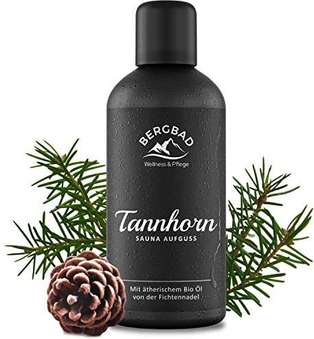 BERGBAD Saunaaufguss BIO FICHTENNADEL PUR 100ml TANNHORN - Natürlicher Sauna-Aufguss mit ätherischen BIO Ölen