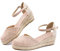 Sandale Femme Espadrille Sandales Femme Été Compensées Talon Ladies Sandals Escarpins Confortable Bout Fermé Talon Haut Mariage Beige EU 40