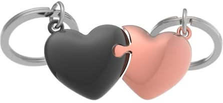 METALMORPHOSE - Porte-clés Duo de cœurs noir & rose gold - MTM306-02