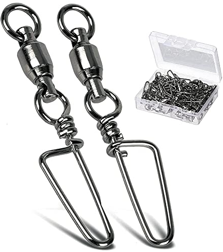 9Tong Kugellager Wirbel mit Coastlock Snap, Edelstahl geschweißter Ring für Angeln Salzwasser Standard Schwarz 25pcs 121lbs