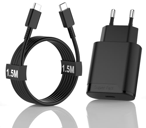 BENSN 25W Ladekabel mit Ladegerät USB C Schnellladekabel für Samsung Galaxy A56 A53 A26 A05s A06 A04s A34 A16 A15 A14 A55 S25 Edge S25 S24 S23 S22 S21 S20 Schnellladegerät Netzteil Adapter, Kabel 1,5M