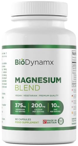BioDynamx Magnesium 3‑in‑1 Complex 375 mg – Glycinate, Malate & Citrate – 90 High Strength Vegan Capsules (30‑Day Supply) | Energy, Recovery & Sleep Support | UK Made, GMP Certified & Allergen Free