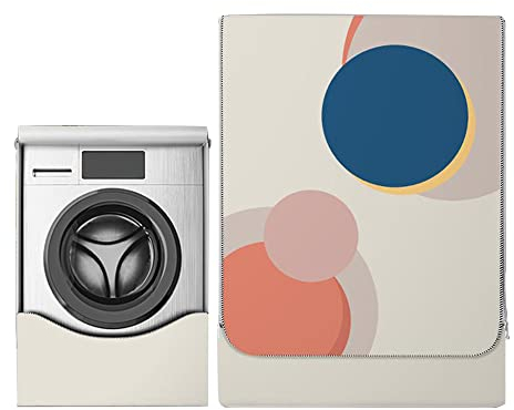 Odot Funda Lavadora Exterior Impermeable, Universal Cubierta para Lavadora y Secadora Carga Frontal, Funda de Protección Solar Antipolvo con Cremallera (M-Capacidad 8~10kg,el Planeta)