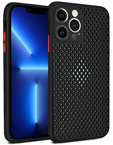 Rdyi6ba8 Cover per iPhone 14 Pro, Fotocamera Protezione Completa Ultra Leggero Morbido Silicone TPU Traspirante Mesh Design Protettiva Case per iPhone 14 Pro - Nero