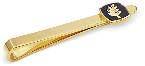 THE MASONIC COLLECTION Pince à cravate pour homme avec symbole de feuille d'acacia - Attrayant - Symbole maçonnique - Idéal pour une tenue formelle - Plaqué or - Avec pochette en velours - Un cadeau