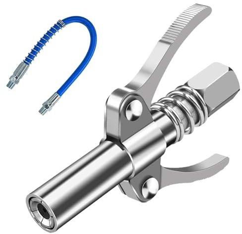 G Grasso Pistola Accoppiatore,Autobloccante Ingrassatore Testina,Accoppiatore di Pistola per Grasso ad Alta Pressione,Pompa Pistola Grasso Manuale con 30cm Flessibile per Tutti Tipi Pressa Grasso