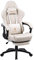 Dowinx Gaming Chair Retro, Ergonomic Computer Office Chair with Footrest, PU Leather Game Chairs with Massage Lumbar Support for Adults, White