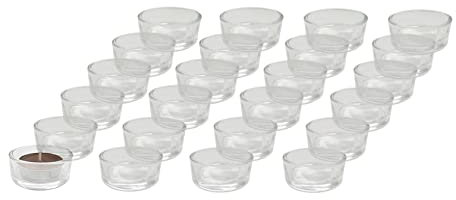 Provance Lot de 24 photophores en verre de 5 x 3,5 cm - Décoration de table - Peuvent également être utilisés comme bols à sauce