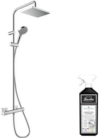 Colonne de douche thermostatique HANSGROHE Vernis Shape 230 Green Chromé + nettoyant Briochin