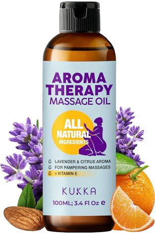 Kukka Aromatherapie Massageöl [100% NATURREIN] Für Massage, Ganzkörperentspannung, Spa - Qualität - Feuchtigkeitsspendung für Frauen und Männer (100ml)
