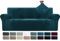 CYCMACO Housse De Canape Velour 3 Places, Housse Canape Extensible avec Accoudoirs, Universelle Sofa Cover Antidérapante, Protection Couvre Canapé Anti Poils Animaux, Lavable, Vert Foncé