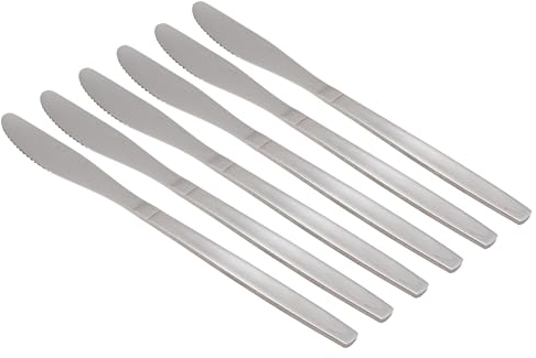 Argon Tableware Economy Stainless Steel Dinner Knives - 22cm - Pack of 6 - Silver Dining Knives High Polished Flatware Metal Butter Knife Dishwasher Safe 6-Piece Table