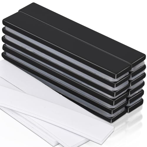 12 Stück Neodym Magnete Extra Stark Groß, 60x10x3mm Schwarz Rechteckige Magnete Mit Doppelseitigem Klebemittel, Stark Magneten für Magnettafel, Kühlschrank, Seltenerdmagnete für Küchenschrank