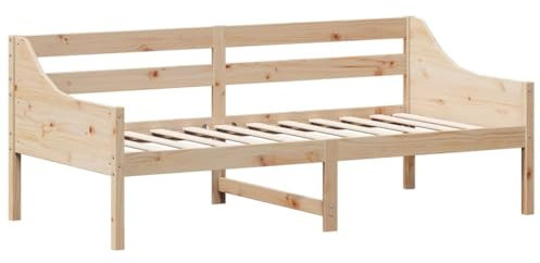 vidaXL Tagesbett, Bett mit Sperrholzlatten, Bettgestell mit Schutzgitter, Bettrahmen Holzbett Gästebett, 90x190cm Massivholz Kiefer