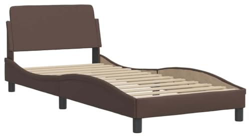vidaXL Bettgestell Dover Braun 90x200 cm Kunstleder