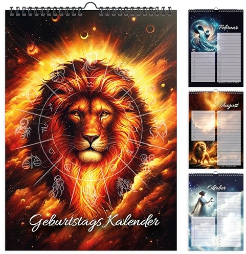 Geburtstagskalender undatiert Geburtstagsplaner Wandkalender A5 immerwährend Jahresunabhängig Kalender Geburtstagsübersicht zum Aufhängen Design Sternzeichen Astrologie