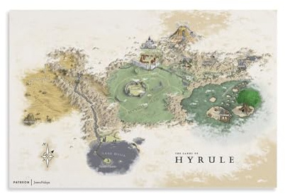 Ocarina of Time Hyrule Gaming-Karte Poster Leinwand Wanddekoration Zimmer Ästhetik Schulbedarf Gemälde 50 x 75 cm (20 x 30 Zoll)