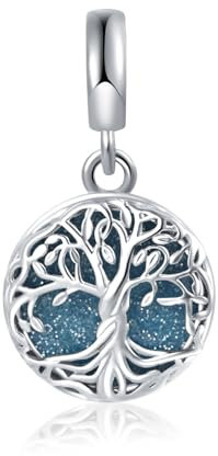 LSxAB Sparkling Blue Tree of Life Charm Compatible with Pandora Charms Bracelets