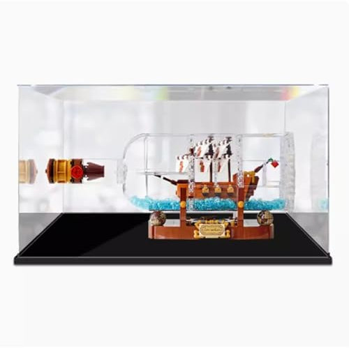 HAIWENFEIQI Acrylic Display Case for Lego 21313 Bottles in a Ship Transparent dustproof Display Box,Compatible with Lego 21313 Kit (Model not Included) (3mm)