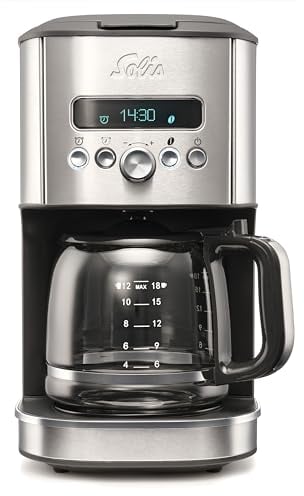 Solis Aroma Brewer Filterkaffeemaschine, Kleine Kaffeemaschine mit Timer, Aromawahlschalter und Warmhaltefunktion, Kaffeebereiter mit 1.8 Liter Glaskanne, Tropfschutzsystem und LED-Anzeige, Edelstahl