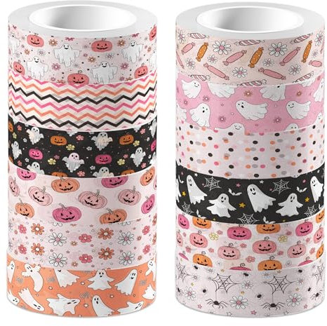 CC HOME Halloween Baby Washi Tape Set 12 Rollen,15mm Decoration Washi Tapet,Masking Tape Dekorative Papier Aufkleber zum Verpacken von Geschenken