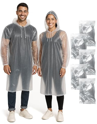 ADRIANO PORCARO® I 5er Pack - Einweg Regenponcho Erwachsene - Festival Zubehör I Einmal Regenponcho Festival